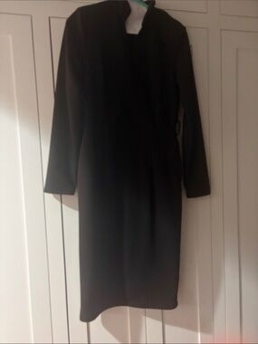 Worn Once! Classic Black Long-Sleeve Sheath Dress